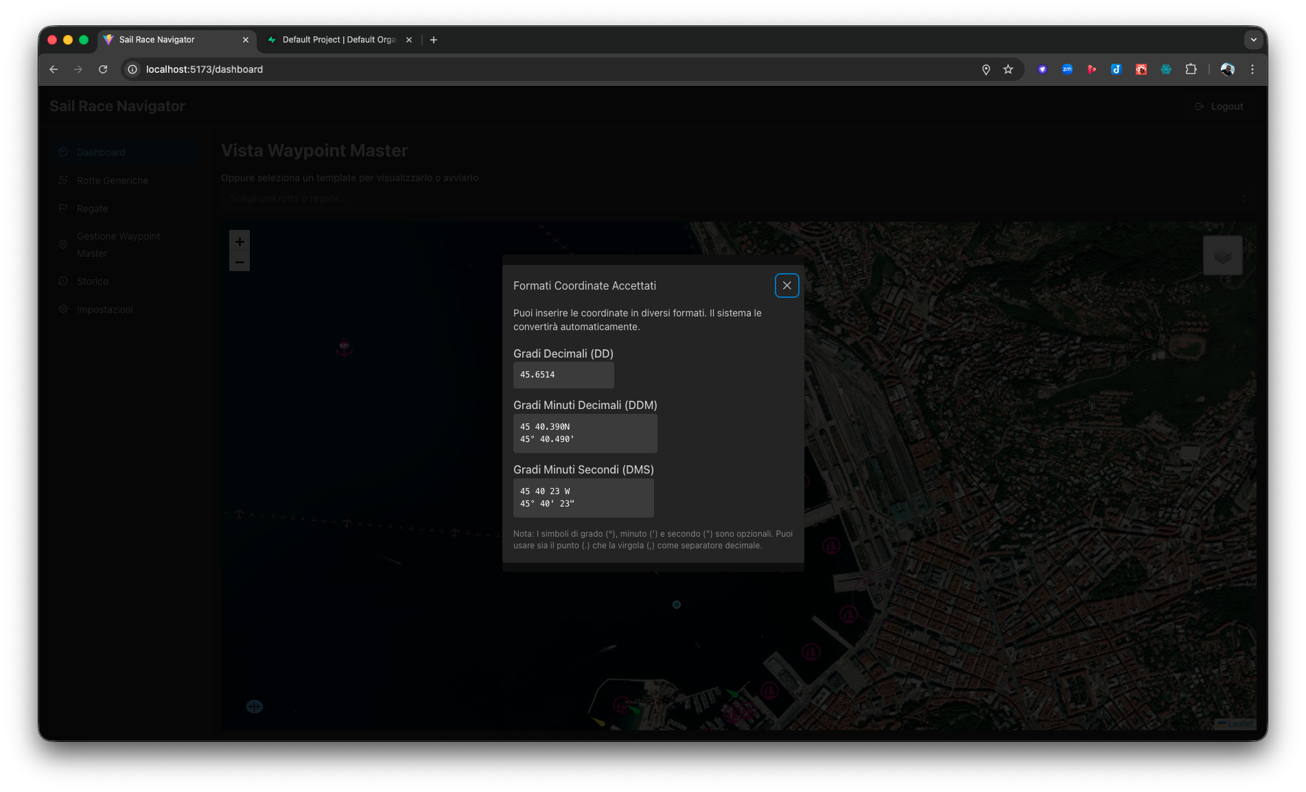 Input universale per le coordinate